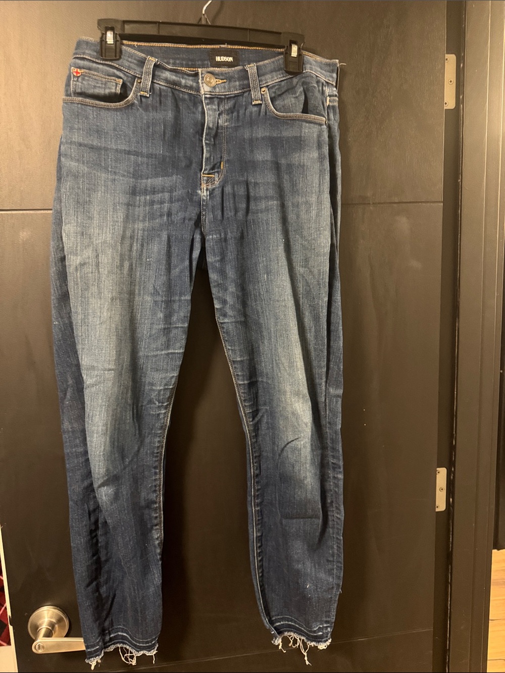 Hudson Jeans Men’s Dark Blue Slim Jeans with Faded Detailing